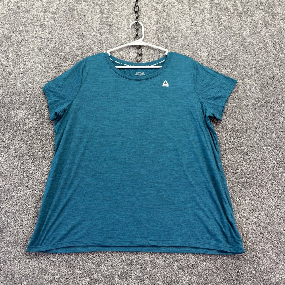 Reebok T Shirt Womens XXL Blue Activewear Short Sleeve Crew Neck